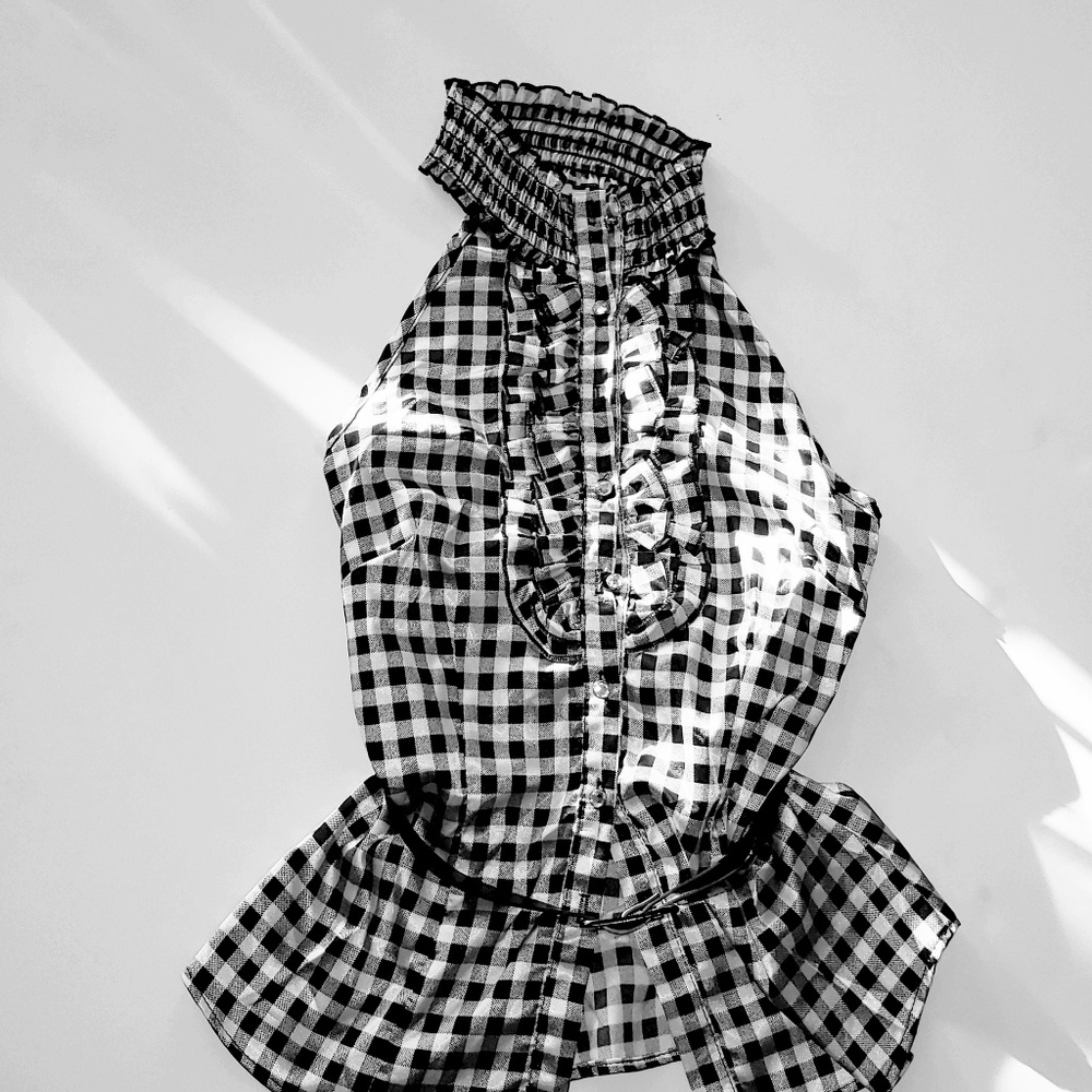2 for $30!! Black & White Button-Up Halter w/Belt